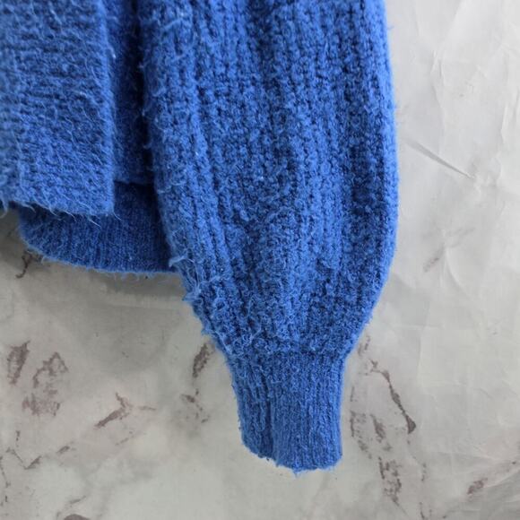 Anthropologie Sweater Womens Small Blue Cardigan Open Front Moth Boucle Fuzzy - Picture 5 of 13